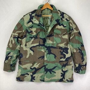 USGI Military Cold Weather Field Coat Jacket Mens Medium Woodland Camo‎ 80s